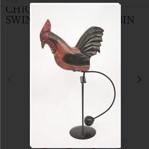 Vintage Rocking Balance Rooster Wood Sculpture